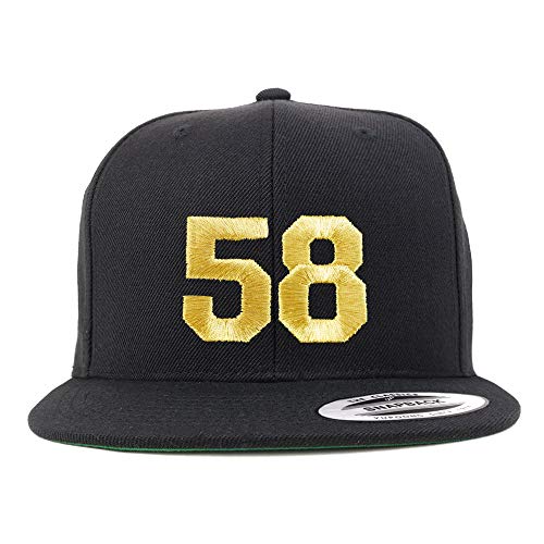 Trendy Apparel Shop Number 58 Gold Thread Flat Bill Snapback Baseball Cap