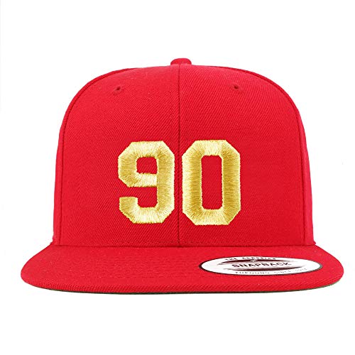 Trendy Apparel Shop Number 90 Gold Thread Flat Bill Snapback Baseball Cap