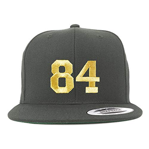 Trendy Apparel Shop Number 84 Gold Thread Flat Bill Snapback Baseball Cap