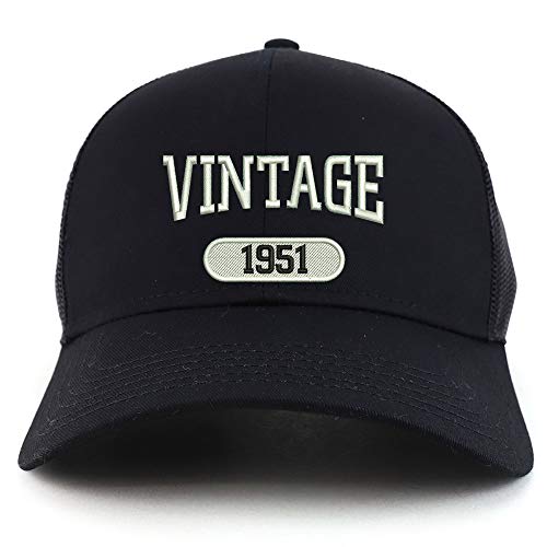 Trendy Apparel Shop Vintage 1951 Embroidered 70th Birthday High Profile High Profile Trucker Mesh Cap