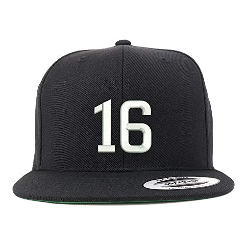 Trendy Apparel Shop Number 16 Embroidered Snapback Flatbill Baseball Cap