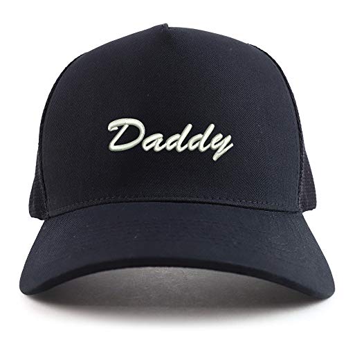 Trendy Apparel Shop Daddy Script Font Embroidered Oversized 5 Panel XXL Trucker Mesh Cap