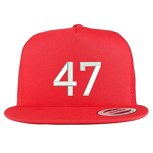 Trendy Apparel Shop Number 47 Embroidered 5 Panel Flatbill Trucker Mesh Cap