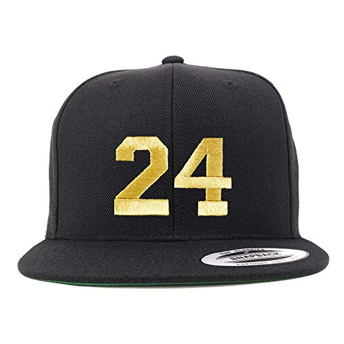 Trendy Apparel Shop Number 24 Gold Thread Flat Bill Snapback Baseball Cap