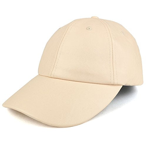 Trendy Apparel Shop Plain PU Leather Unstructured Low Profile Baseball Cap