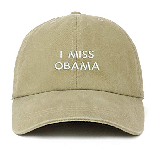 Trendy Apparel Shop XXL I Miss Obama Embroidered Unstructured Washed Pigment Dyed Baseball Cap