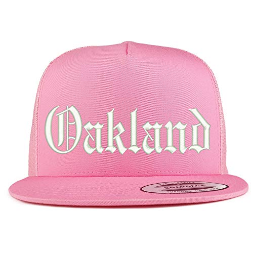 Trendy Apparel Shop Old English Font Oakland City Embroidered 5 Panel Mesh Cap