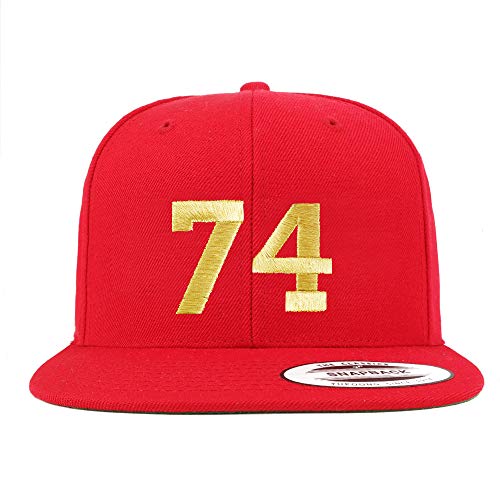 Trendy Apparel Shop Number 74 Gold Thread Flat Bill Snapback Baseball Cap