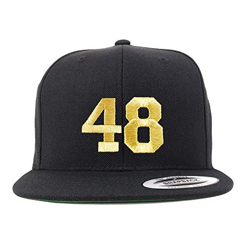 Trendy Apparel Shop Number 48 Gold Thread Flat Bill Snapback Baseball Cap