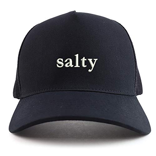 Trendy Apparel Shop Salty Embroidered Oversized 5 Panel XXL Trucker Mesh Cap