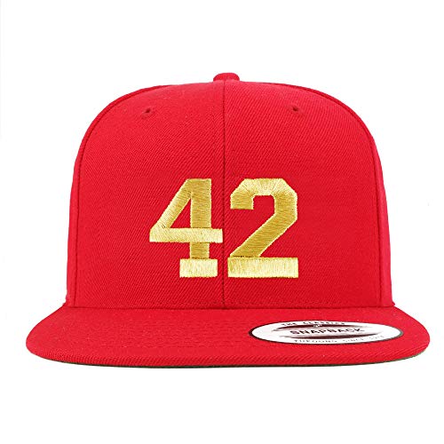 Trendy Apparel Shop Number 42 Gold Thread Flat Bill Snapback Baseball Cap