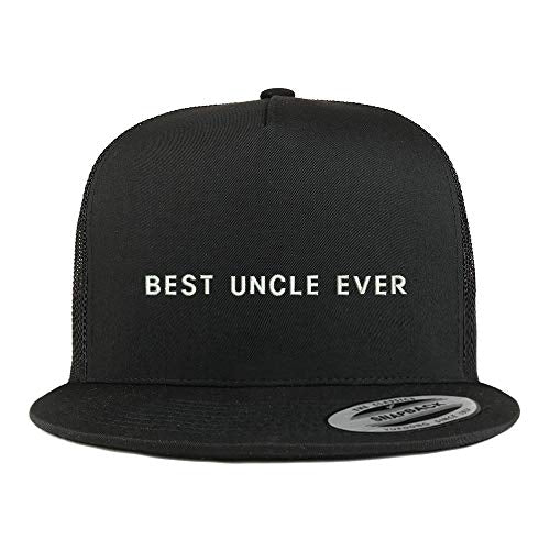 Trendy Apparel Shop Best Uncle Ever Embroidered 5 Panel Flatbill Trucker Mesh Snapback Cap