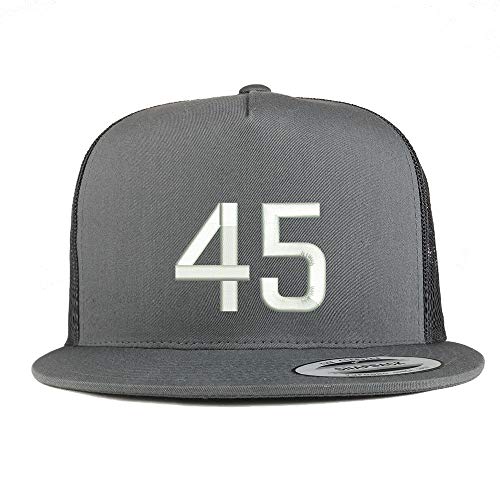 Trendy Apparel Shop Number 45 Embroidered 5 Panel Flatbill Trucker Mesh Cap