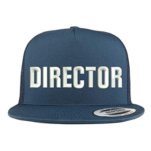 Trendy Apparel Shop Director Embroidered 5 Panel Flatbill Trucker Mesh Snapback Cap