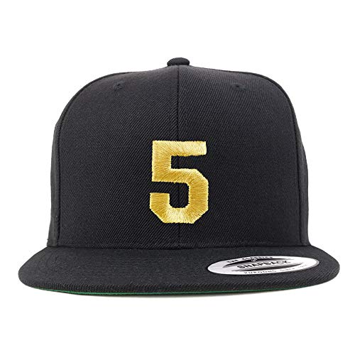 Trendy Apparel Shop Number 5 Gold Thread Flat Bill Snapback Baseball Cap