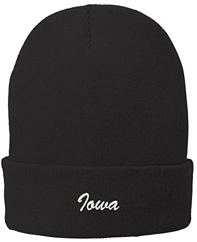 Trendy Apparel Shop Iowa Embroidered Winter Folded Long Beanie