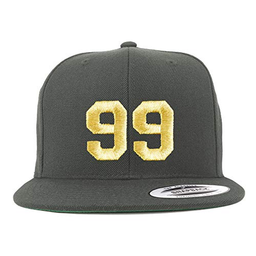 Trendy Apparel Shop Number 99 Gold Thread Flat Bill Snapback Baseball Cap