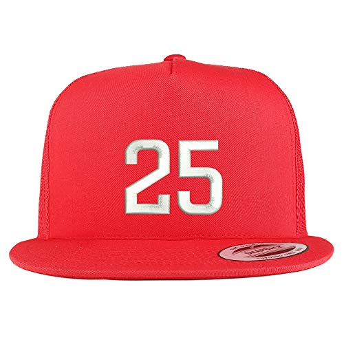 Trendy Apparel Shop Number 25 Embroidered 5 Panel Flatbill Trucker Mesh Cap