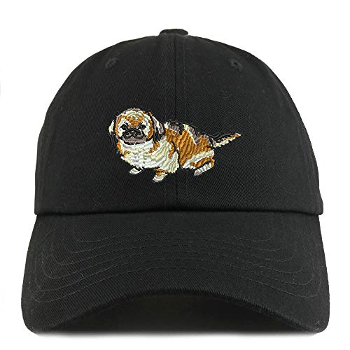 Trendy Apparel Shop Pekingese Dog Embroidered Low Profile Soft Cotton Dad Hat Cap