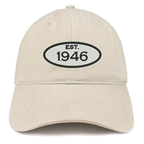 Trendy Apparel Shop 75th Birthday Established Year Soft Crown Brushed Cotton Cap