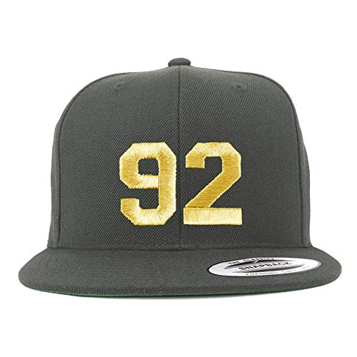 Trendy Apparel Shop Number 92 Gold Thread Flat Bill Snapback Baseball Cap