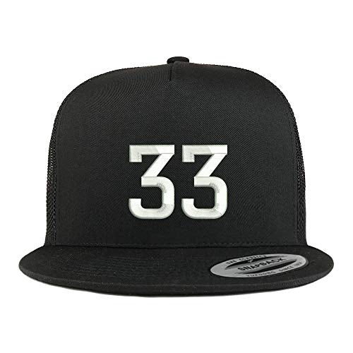 Trendy Apparel Shop Number 33 Embroidered 5 Panel Flatbill Trucker Mesh Cap