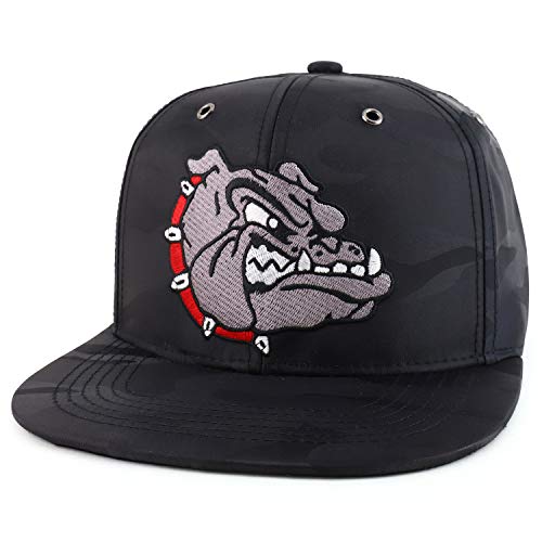 Trendy Apparel Shop Angry Bulldog Head Embroidered Flatbill Snapback Cap