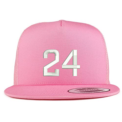 Trendy Apparel Shop Number 24 Embroidered 5 Panel Flatbill Trucker Mesh Cap