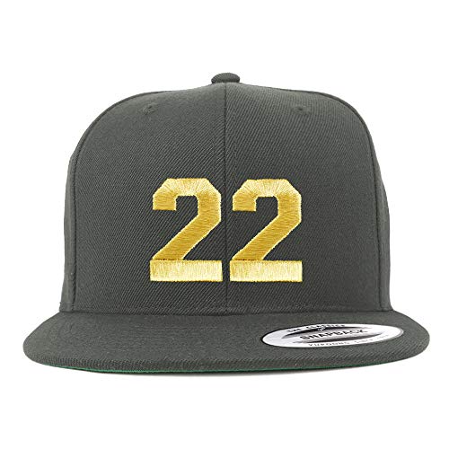 Trendy Apparel Shop Number 22 Gold Thread Flat Bill Snapback Baseball Cap