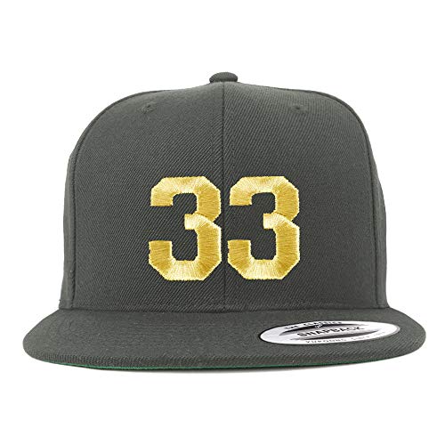 Trendy Apparel Shop Number 33 Gold Thread Flat Bill Snapback Baseball Cap