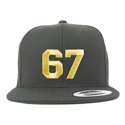 Trendy Apparel Shop Number 67 Gold Thread Flat Bill Snapback Baseball Cap