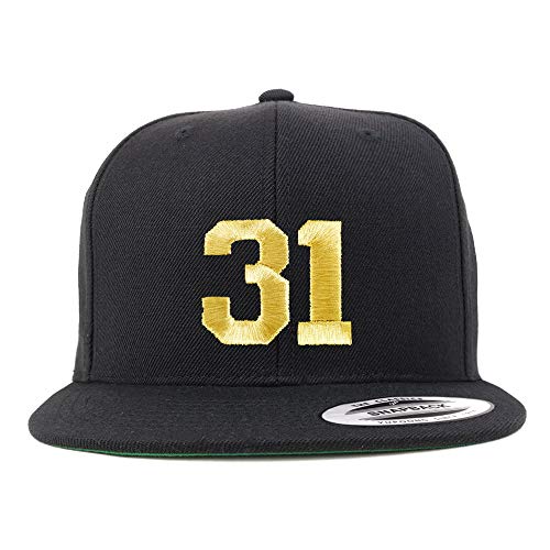 Trendy Apparel Shop Number 31 Gold Thread Flat Bill Snapback Baseball Cap