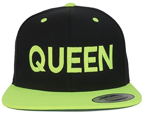 Trendy Apparel Shop King and Queen Embroidered Flat Bill 2-Tone Ball Cap