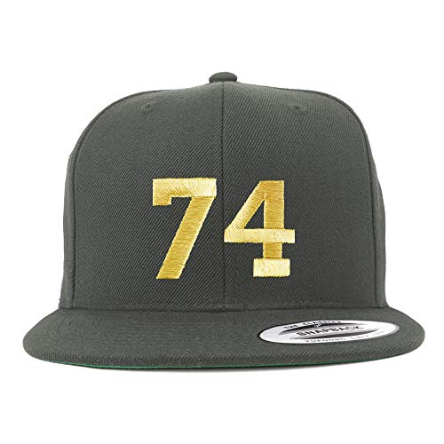 Trendy Apparel Shop Number 74 Gold Thread Flat Bill Snapback Baseball Cap