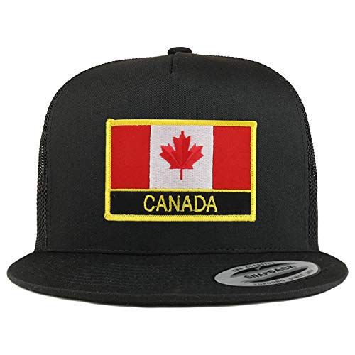 Trendy Apparel Shop Flexfit XXL Canada Flag 5 Panel Flatbill Trucker Mesh Snapback Cap