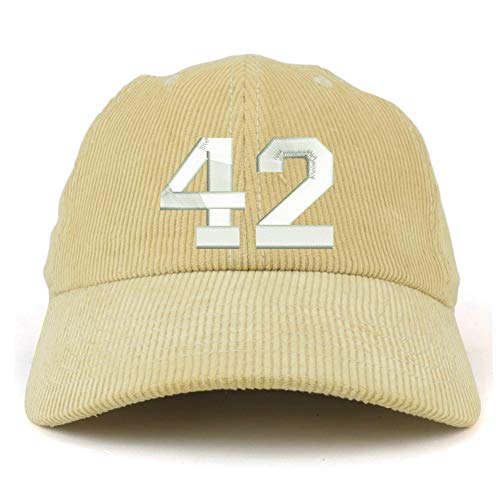 Trendy Apparel Shop Number 42 Collegiate Varsity Font Corduroy Unstructured Cap