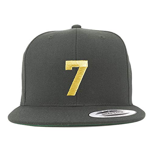 Trendy Apparel Shop Number 7 Gold Thread Flat Bill Snapback Baseball Cap