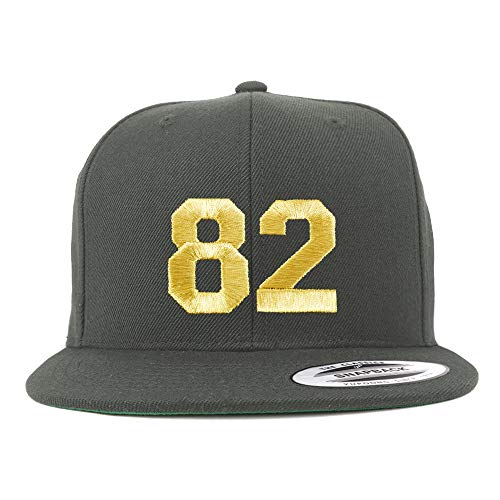 Trendy Apparel Shop Number 82 Gold Thread Flat Bill Snapback Baseball Cap