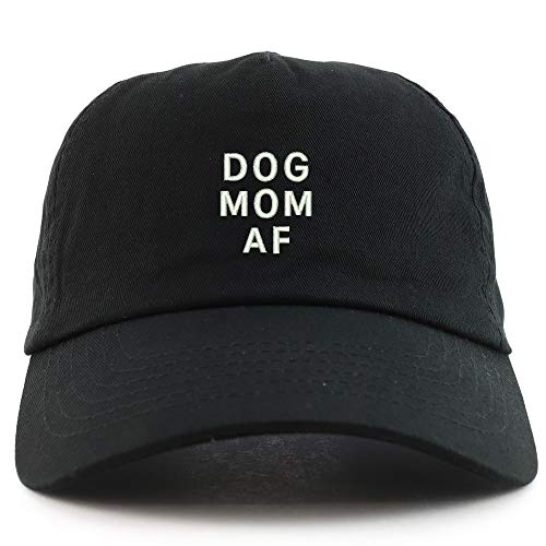 Trendy Apparel Shop Dog Mom AF Embroidered 5 Panel Unstructured Soft Crown Baseball Cap