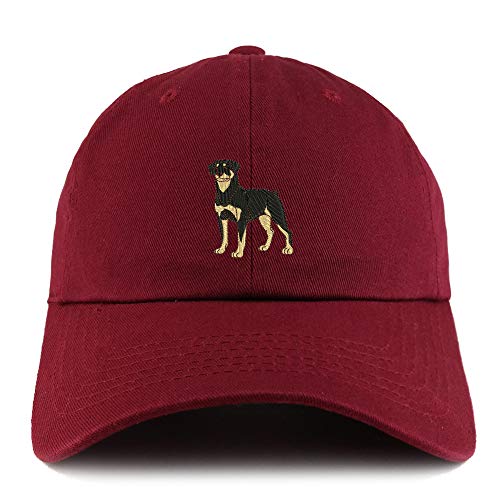 Trendy Apparel Shop Rottweiler Dog Embroidered Low Profile Soft Cotton Dad Hat Cap