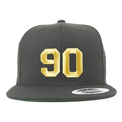 Trendy Apparel Shop Number 90 Gold Thread Flat Bill Snapback Baseball Cap