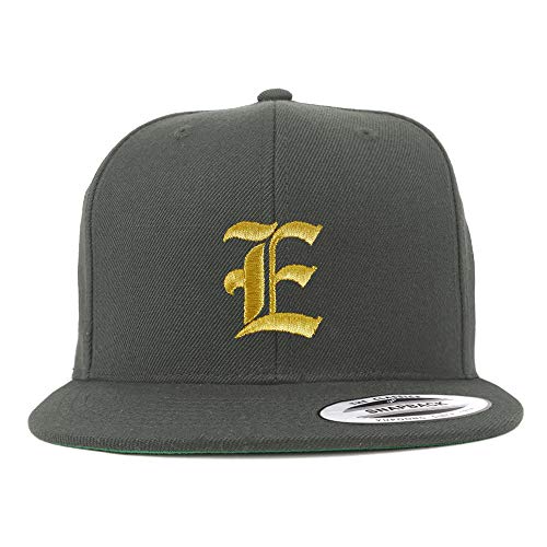 Trendy Apparel Shop Old English Gold E Embroidered Snapback Flatbill Baseball Cap