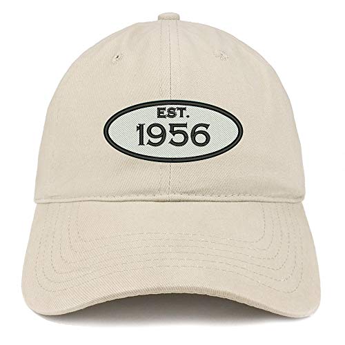 Trendy Apparel Shop 65th Birthday Established 1956 Soft Crown Brushed Cotton Cap