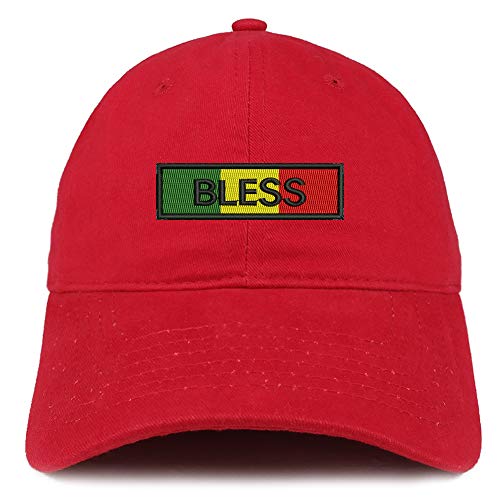 Trendy Apparel Shop Africa Green Yellow RED Bless Embroidered Soft Crown 100% Brushed Cotton Cap