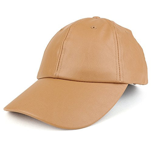 Trendy Apparel Shop Plain PU Leather Unstructured Low Profile Baseball Cap