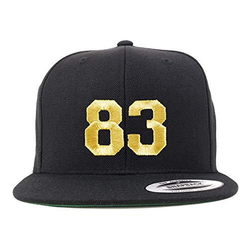 Trendy Apparel Shop Number 83 Gold Thread Flat Bill Snapback Baseball Cap