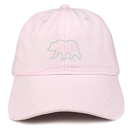 Trendy Apparel Shop Grizzly Bear Outline Embroidered Soft Cotton Dad Hat