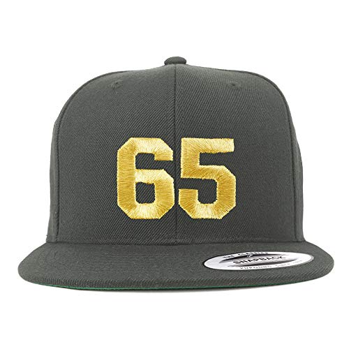 Trendy Apparel Shop Number 65 Gold Thread Flat Bill Snapback Baseball Cap