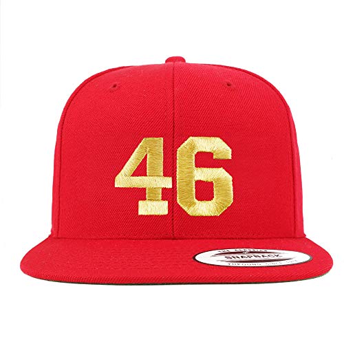 Trendy Apparel Shop Number 46 Gold Thread Flat Bill Snapback Baseball Cap