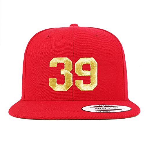 Trendy Apparel Shop Number 39 Gold Thread Flat Bill Snapback Baseball Cap